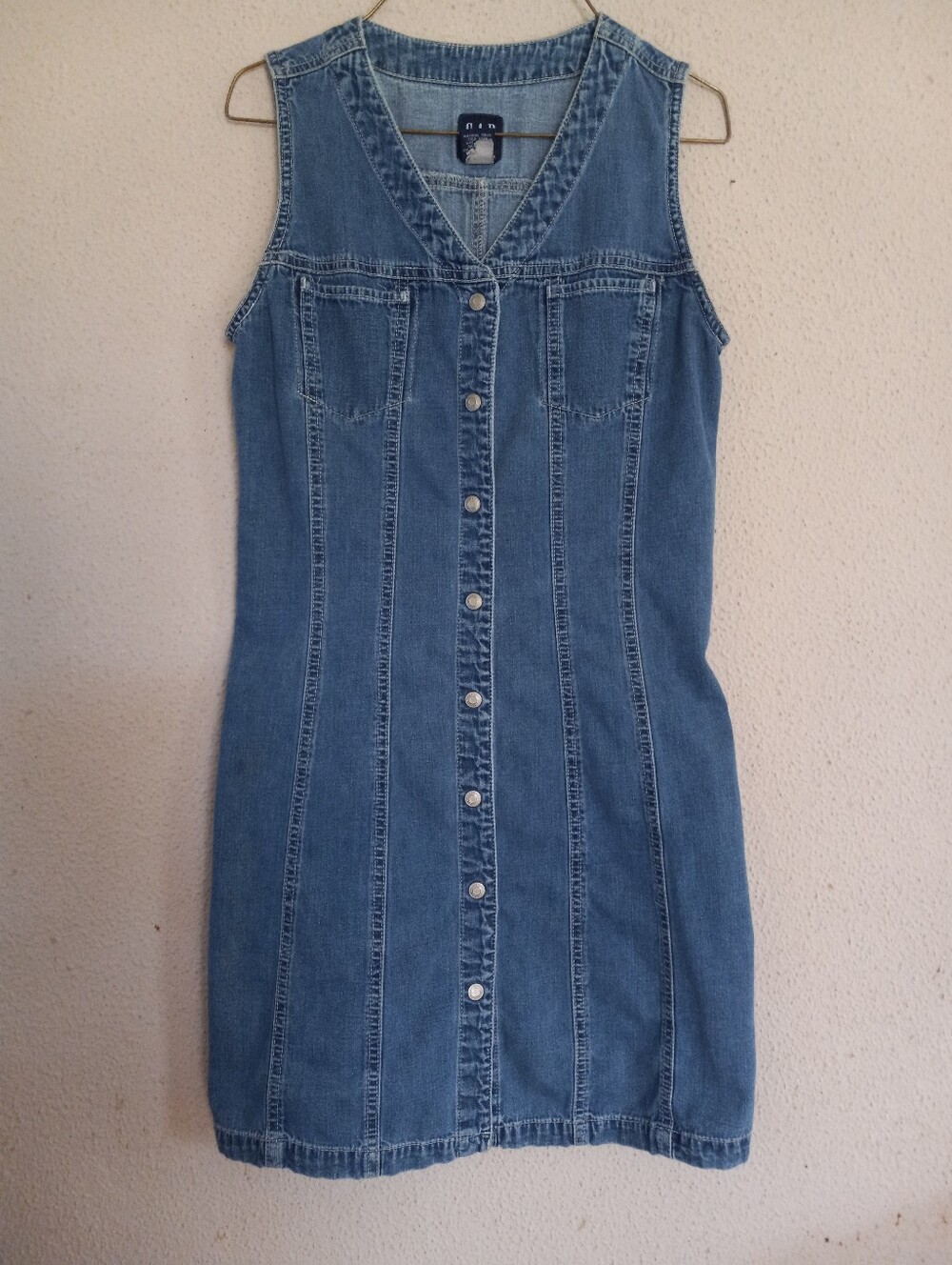 Vintage GAP Blue Denim Button-Front Sleeveless Dress